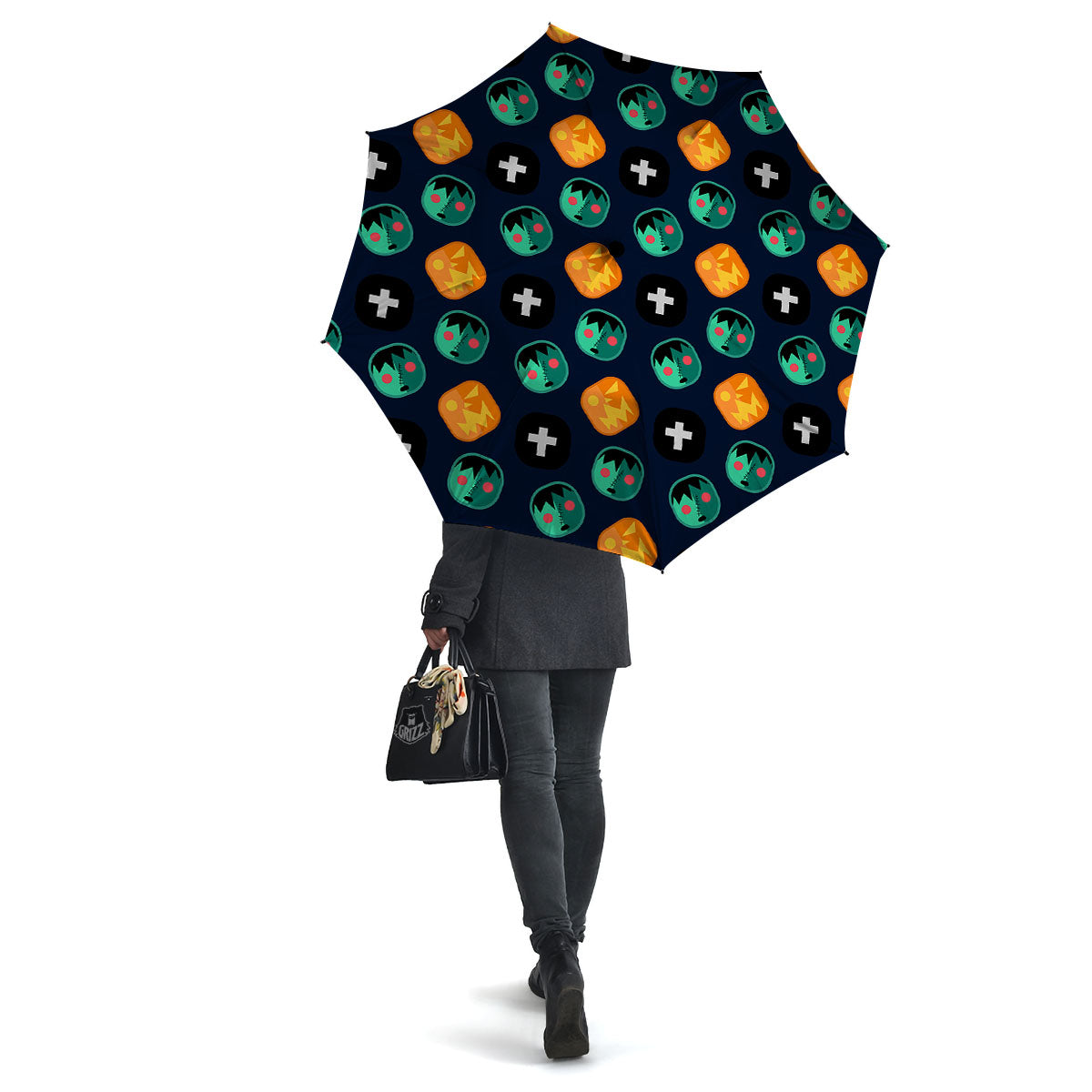 Frankenstein Face Halloween Print Pattern Umbrella-grizzshop