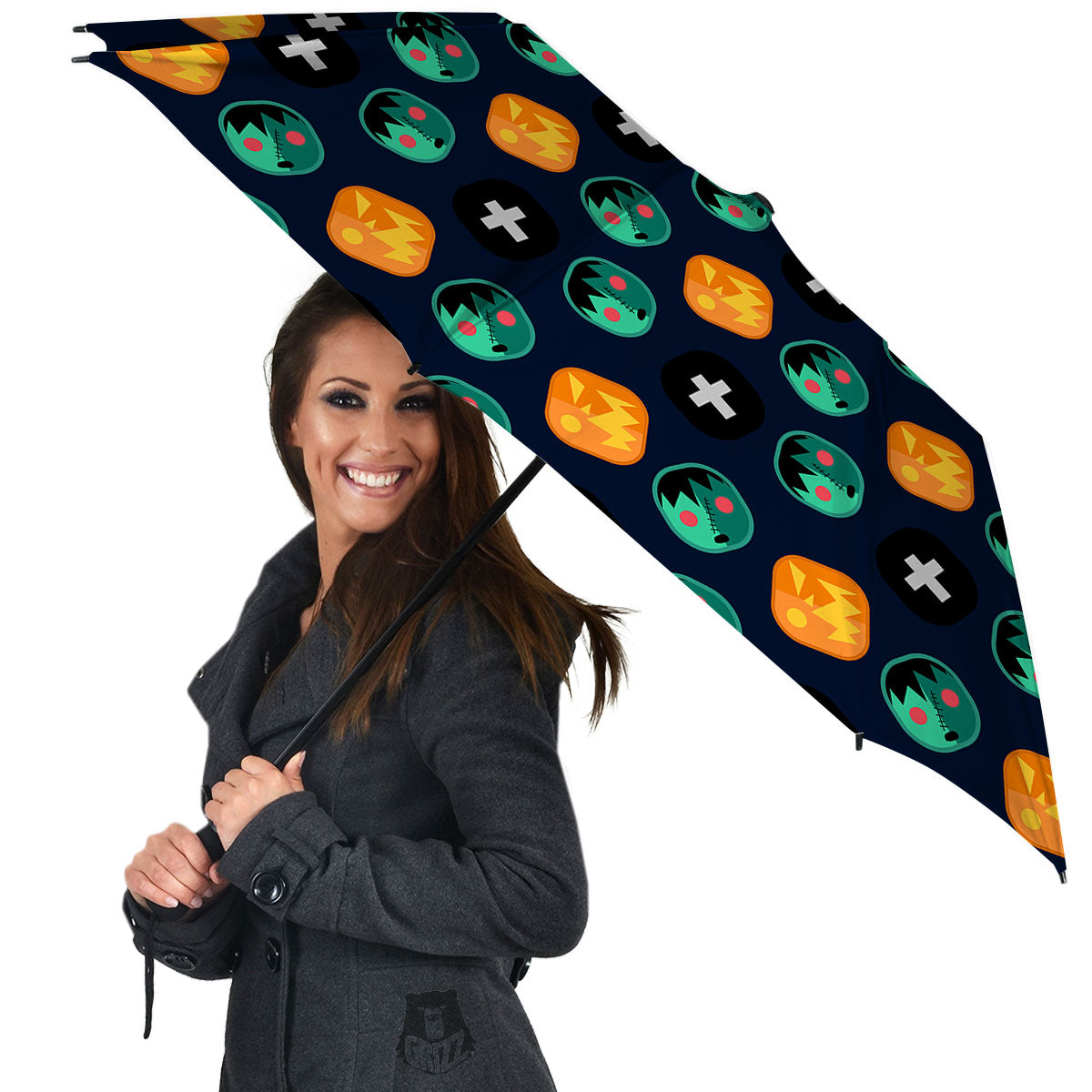 Frankenstein Face Halloween Print Pattern Umbrella-grizzshop