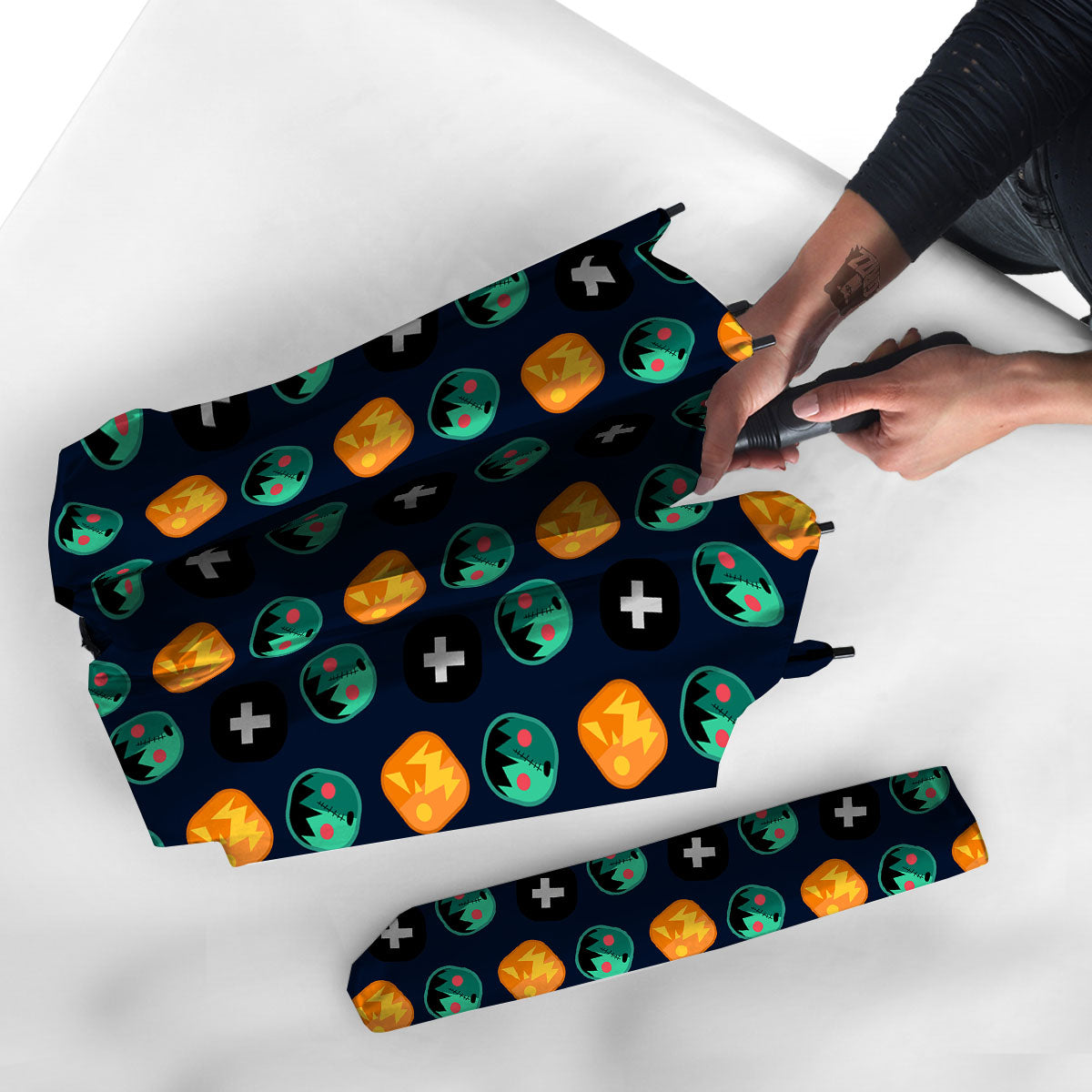 Frankenstein Face Halloween Print Pattern Umbrella-grizzshop