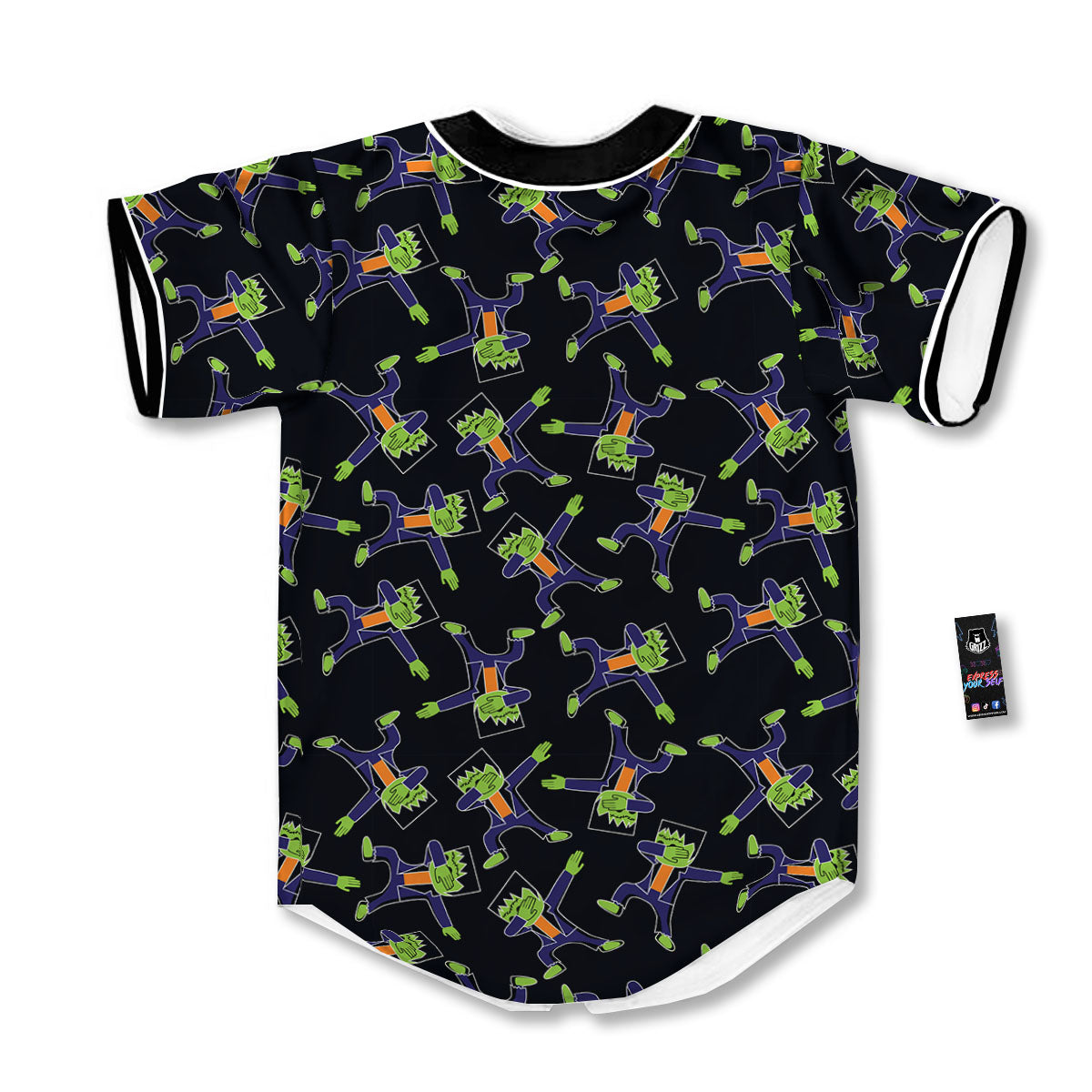 Frankenstein Halloween Print Pattern Baseball Jersey-grizzshop