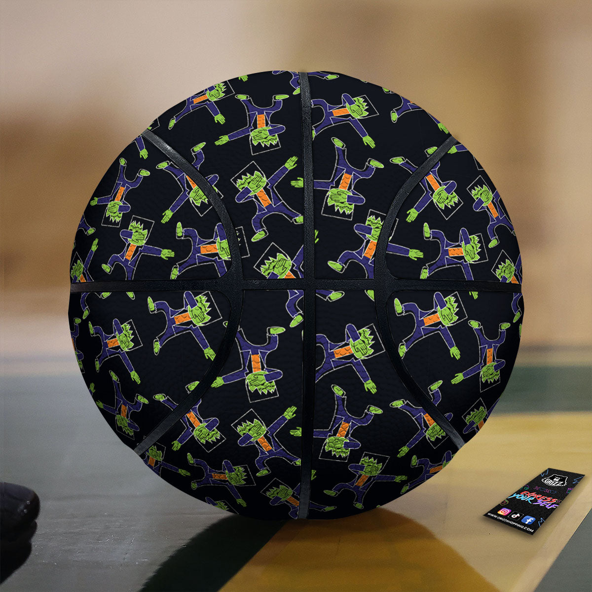Frankenstein Halloween Print Pattern Basketball-grizzshop