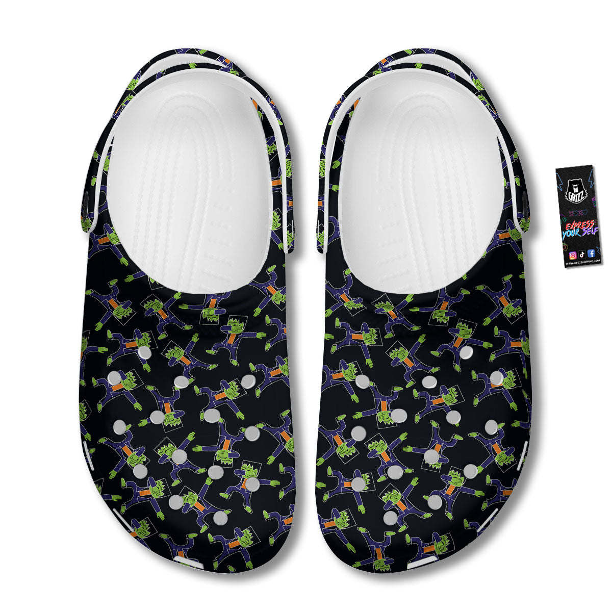 Frankenstein Halloween Print Pattern Clog-grizzshop