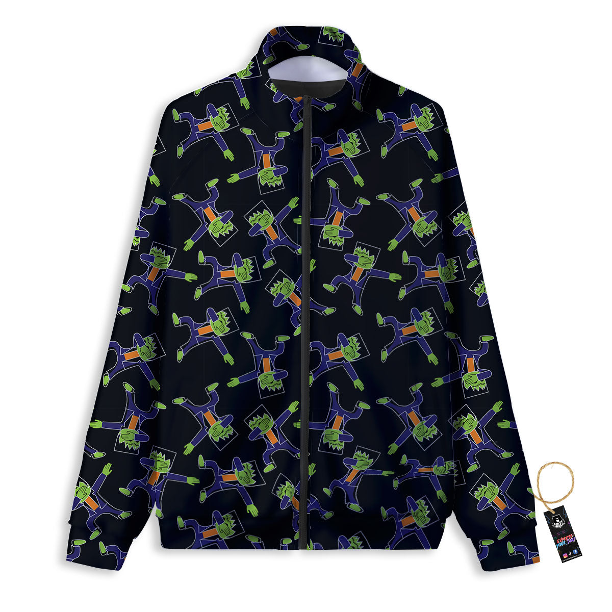 Frankenstein Halloween Print Pattern Track Jacket-grizzshop