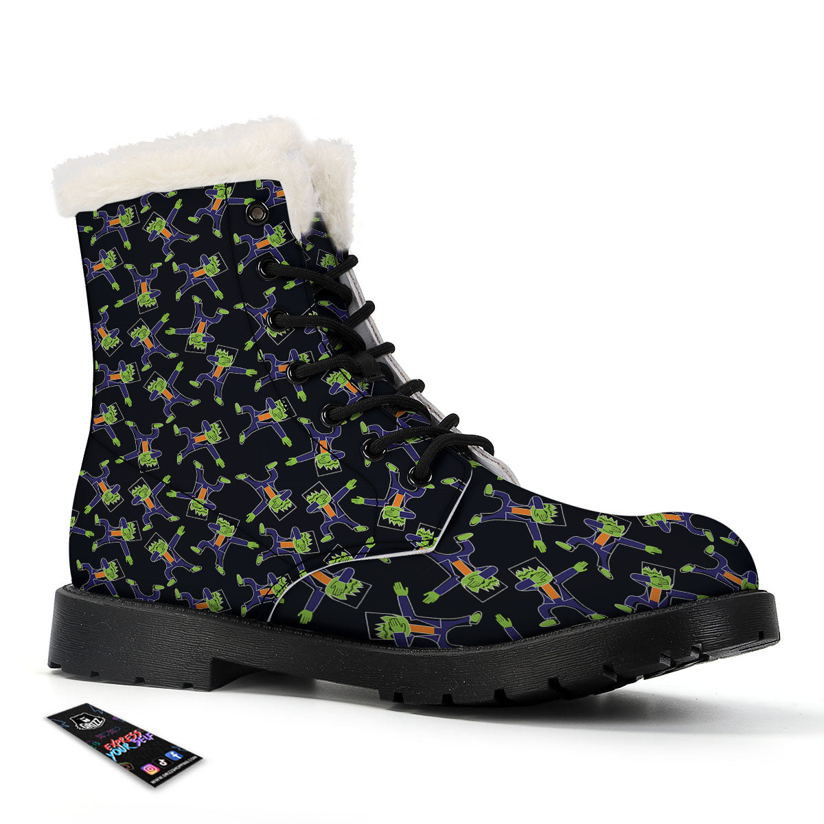 Frankenstein Halloween Print Pattern Winter Boots-grizzshop