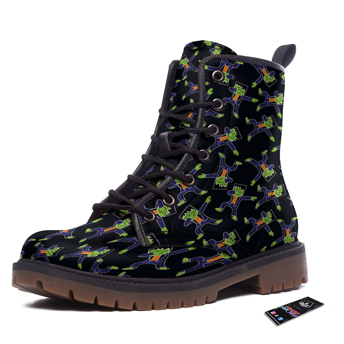 Frankenstein Halloween Print Pattern Work Boots-grizzshop