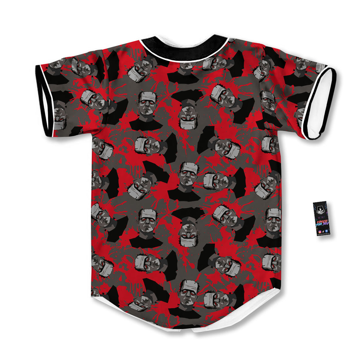 Frankenstein Horror Print Pattern Baseball Jersey-grizzshop