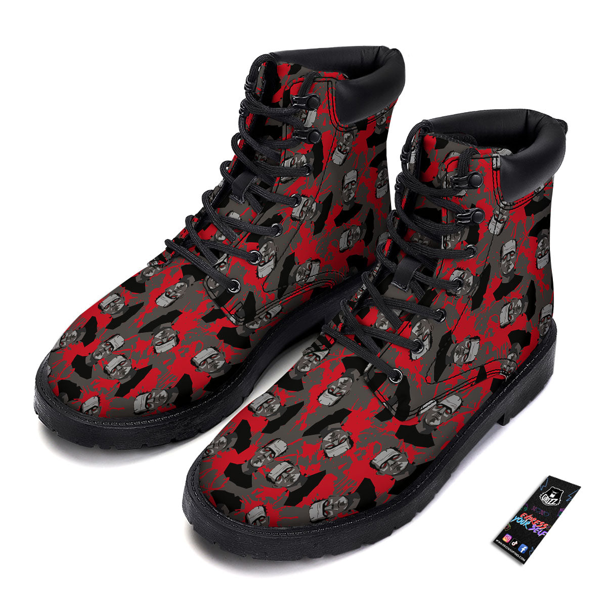 Frankenstein Horror Print Pattern Boots-grizzshop