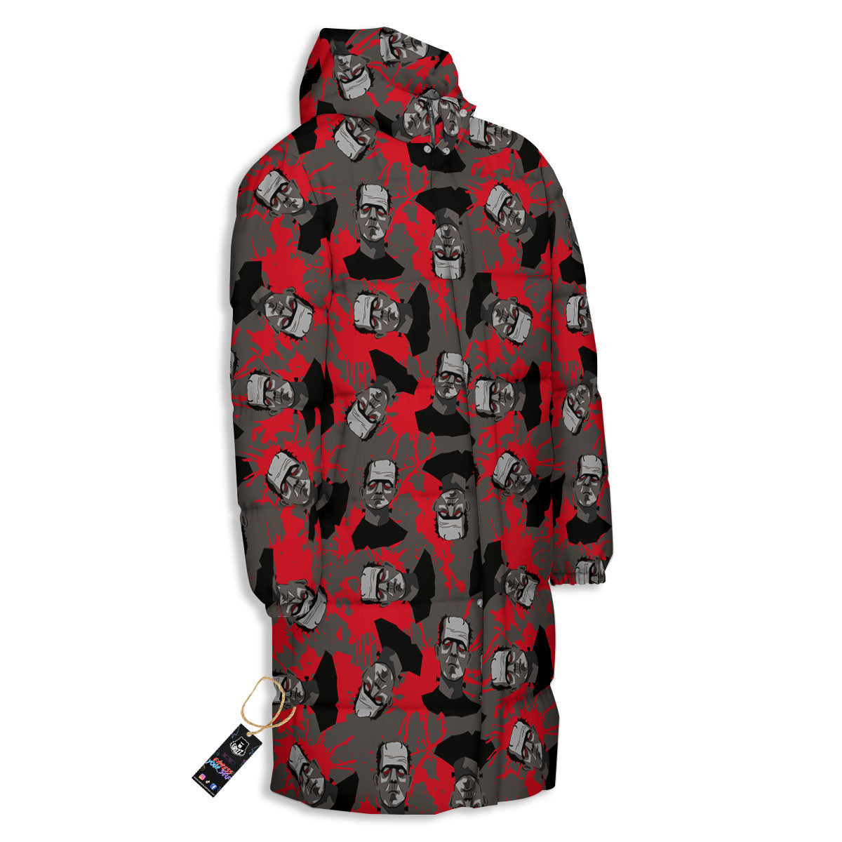 Frankenstein Horror Print Pattern Long Down Jacket-grizzshop