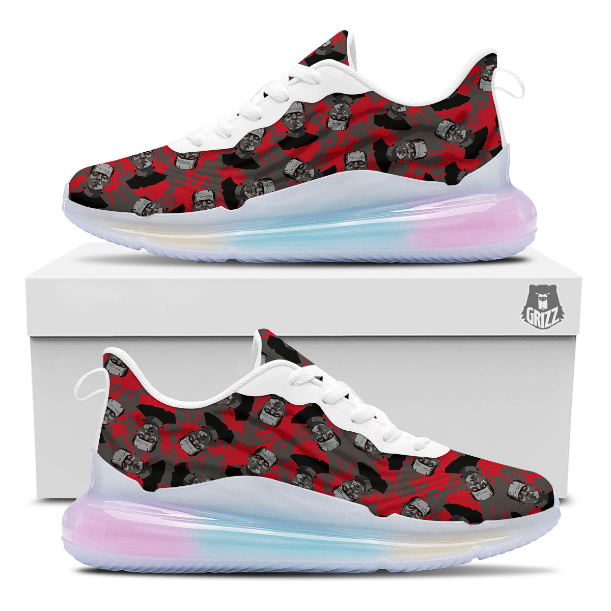 Frankenstein Horror Print Pattern Running Sneakers-grizzshop