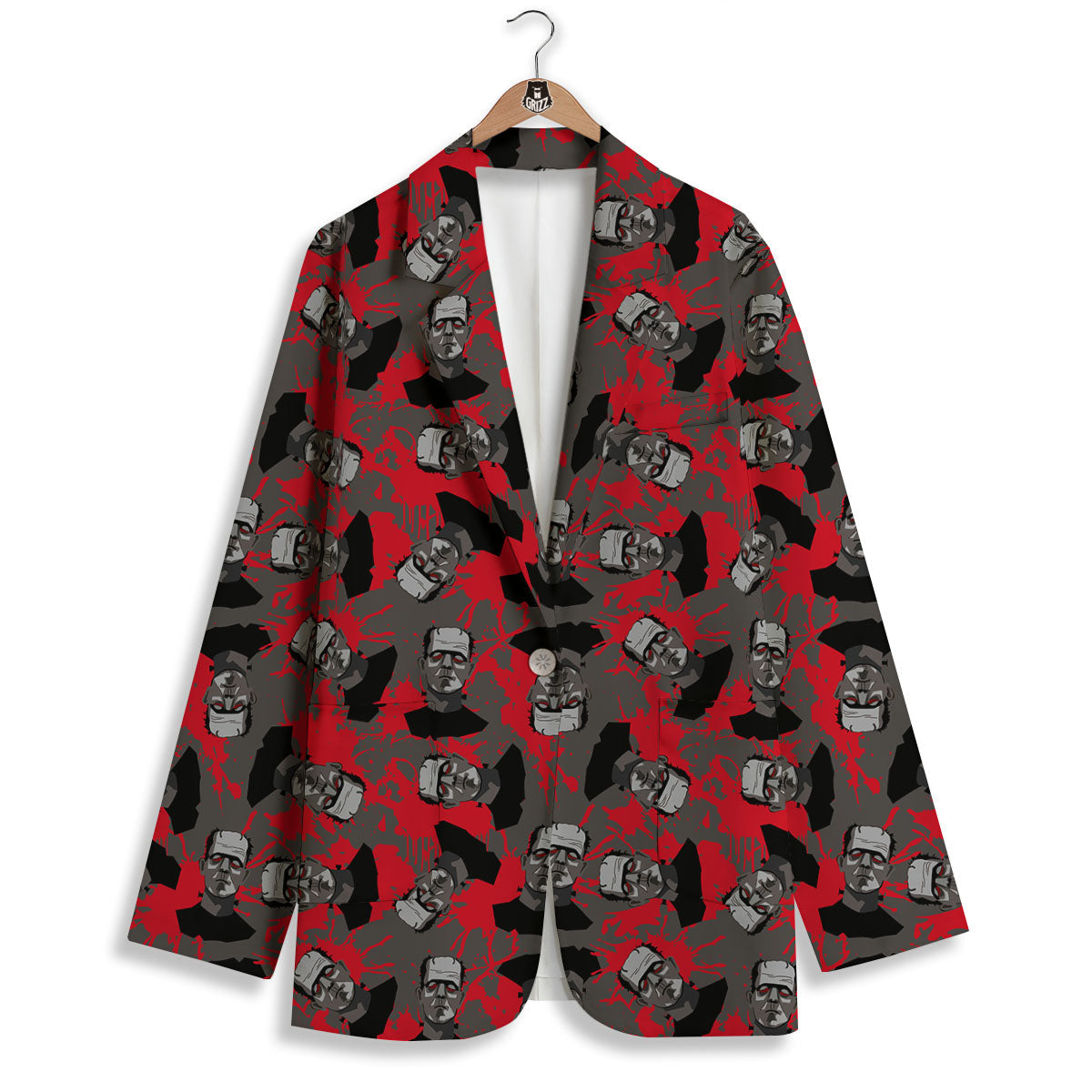 Frankenstein Horror Print Pattern Women's Blazer-grizzshop