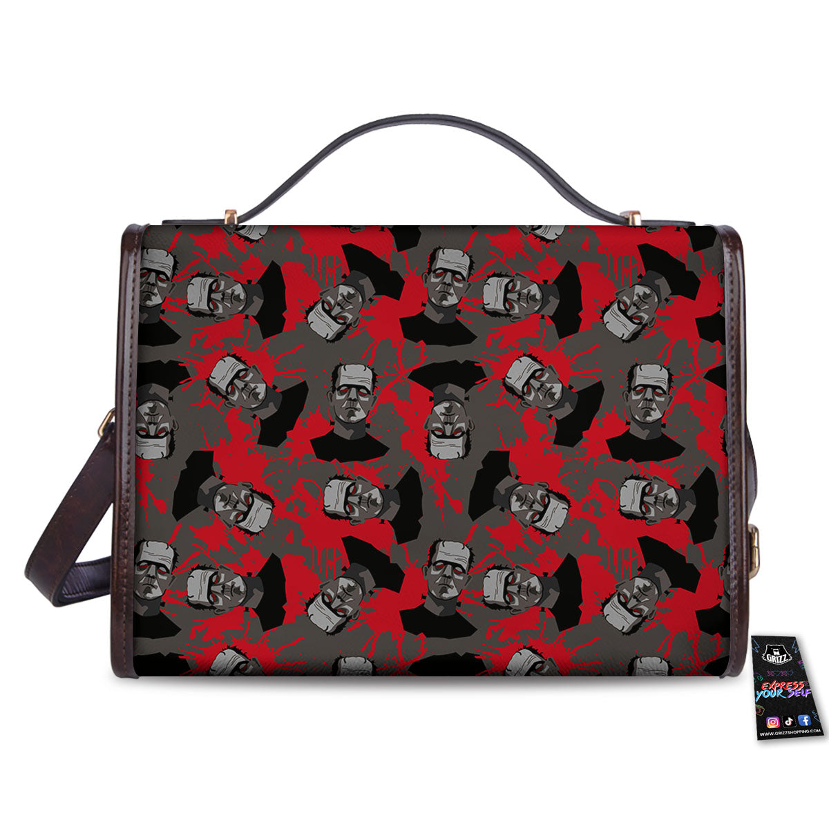Frankenstein Horror Print Pattern Women's Satchel Bag-grizzshop