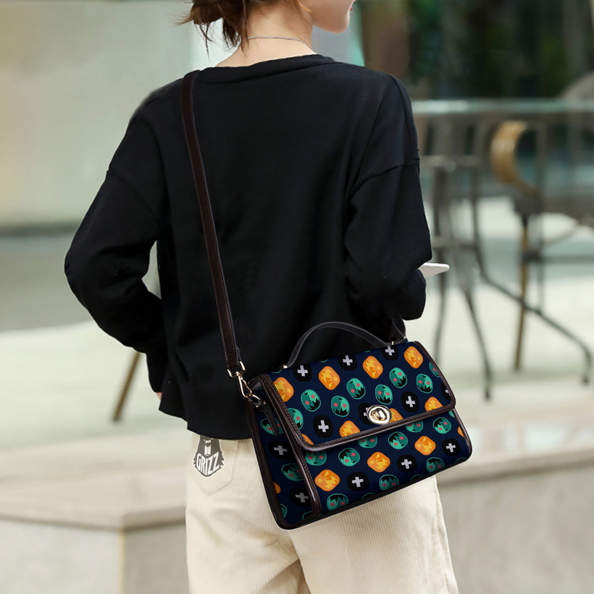 Frankenstein Face Halloween Print Pattern Women's Satchel Bag