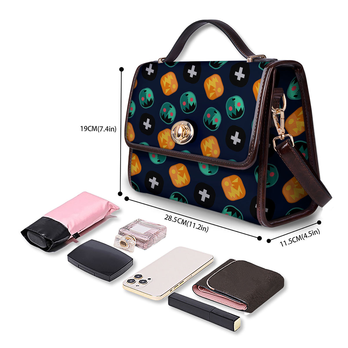 Frankenstein Face Halloween Print Pattern Women's Satchel Bag