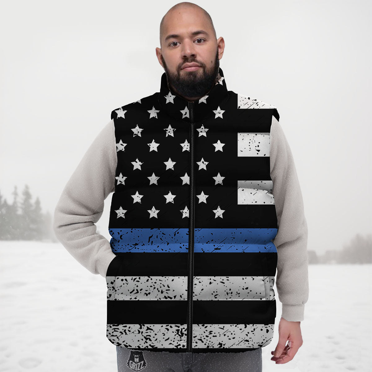 Freedom Life American Flag Print Down Vest