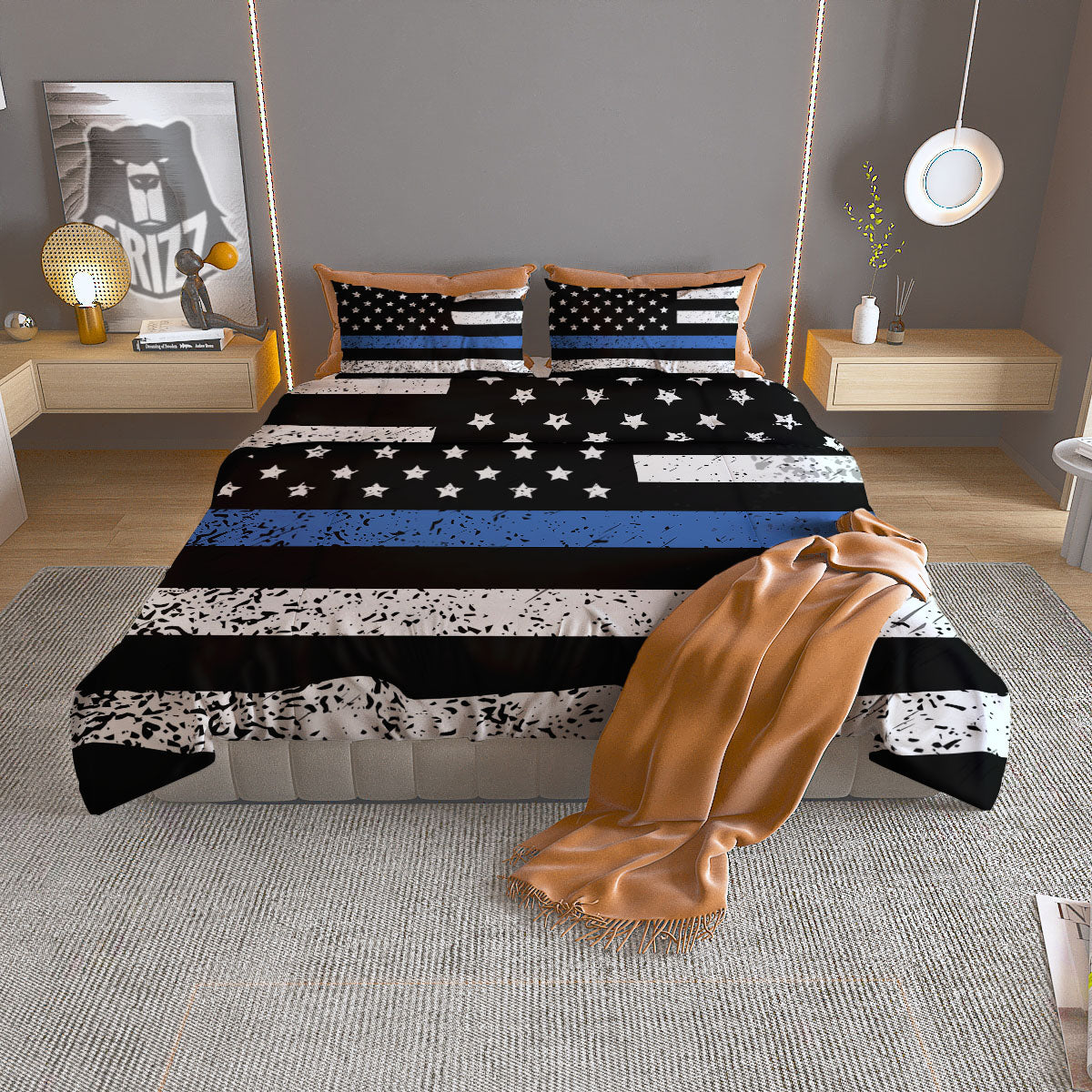 Freedom Life American Flag Print Duvet Cover Bedding Set