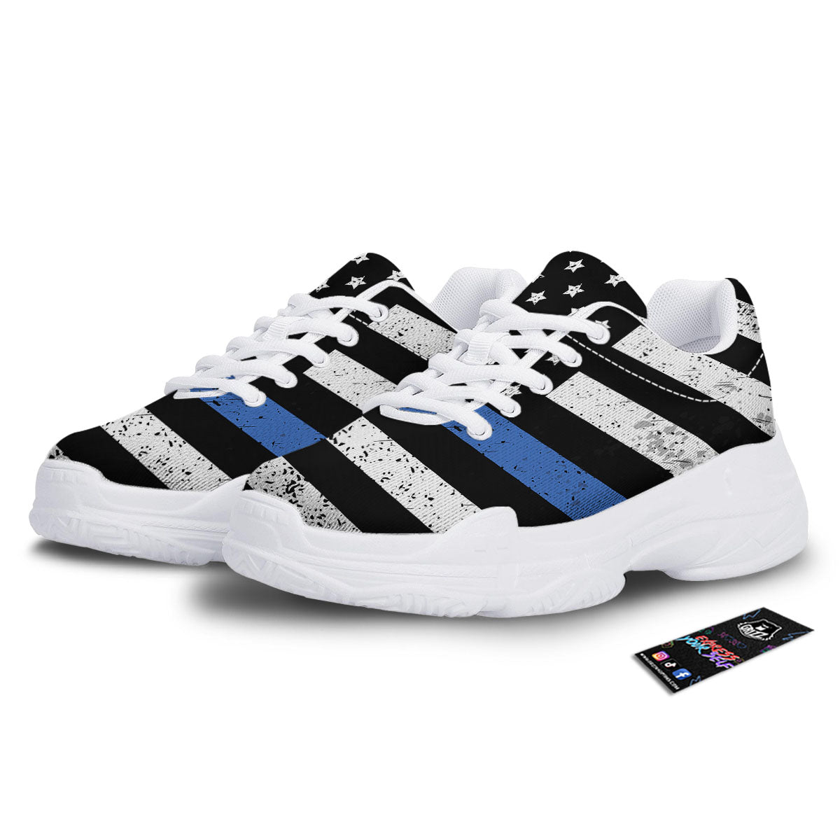 Freedom Life American Flag Print White Chunky Shoes-grizzshop