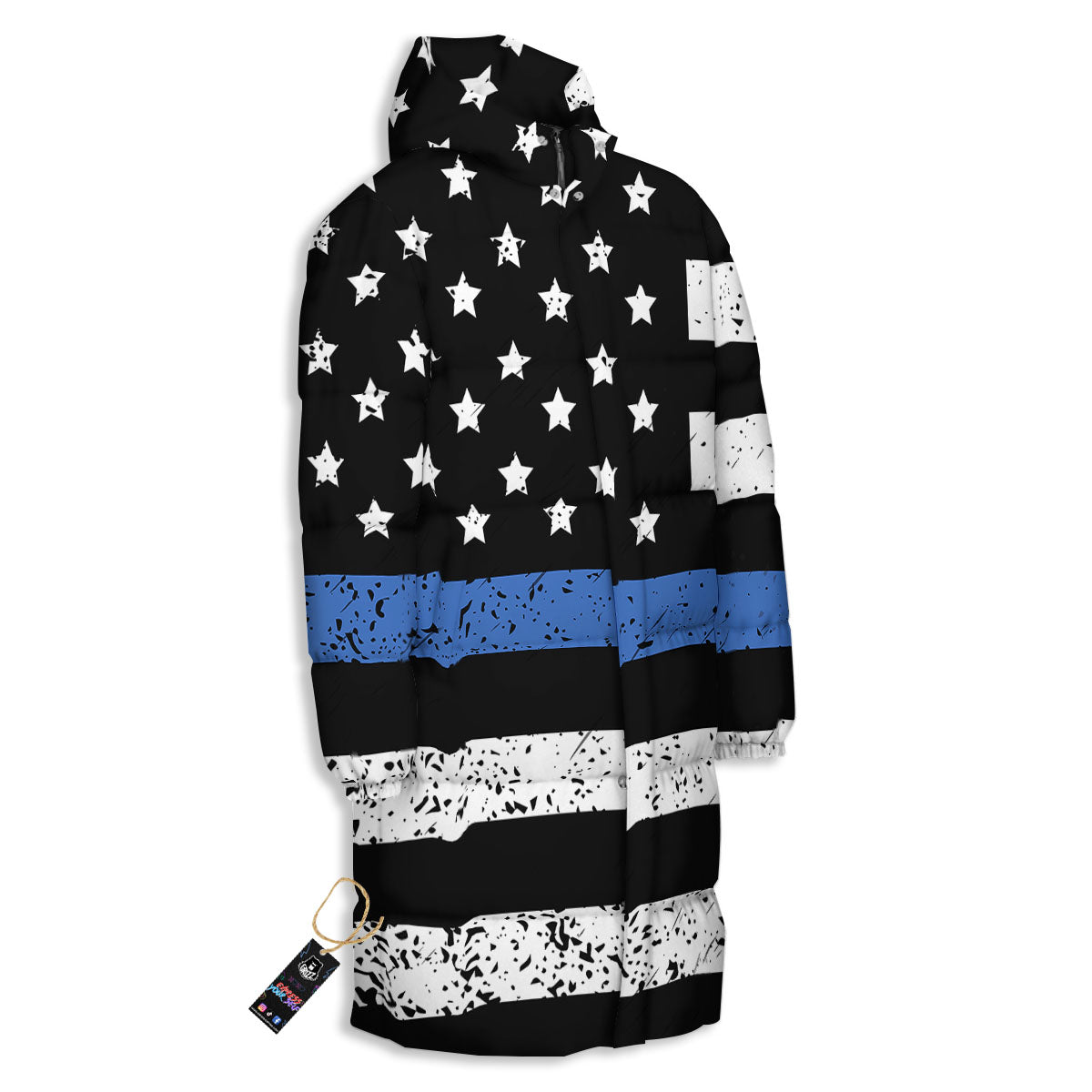 Freedom Life American Flag Print Long Down Jacket