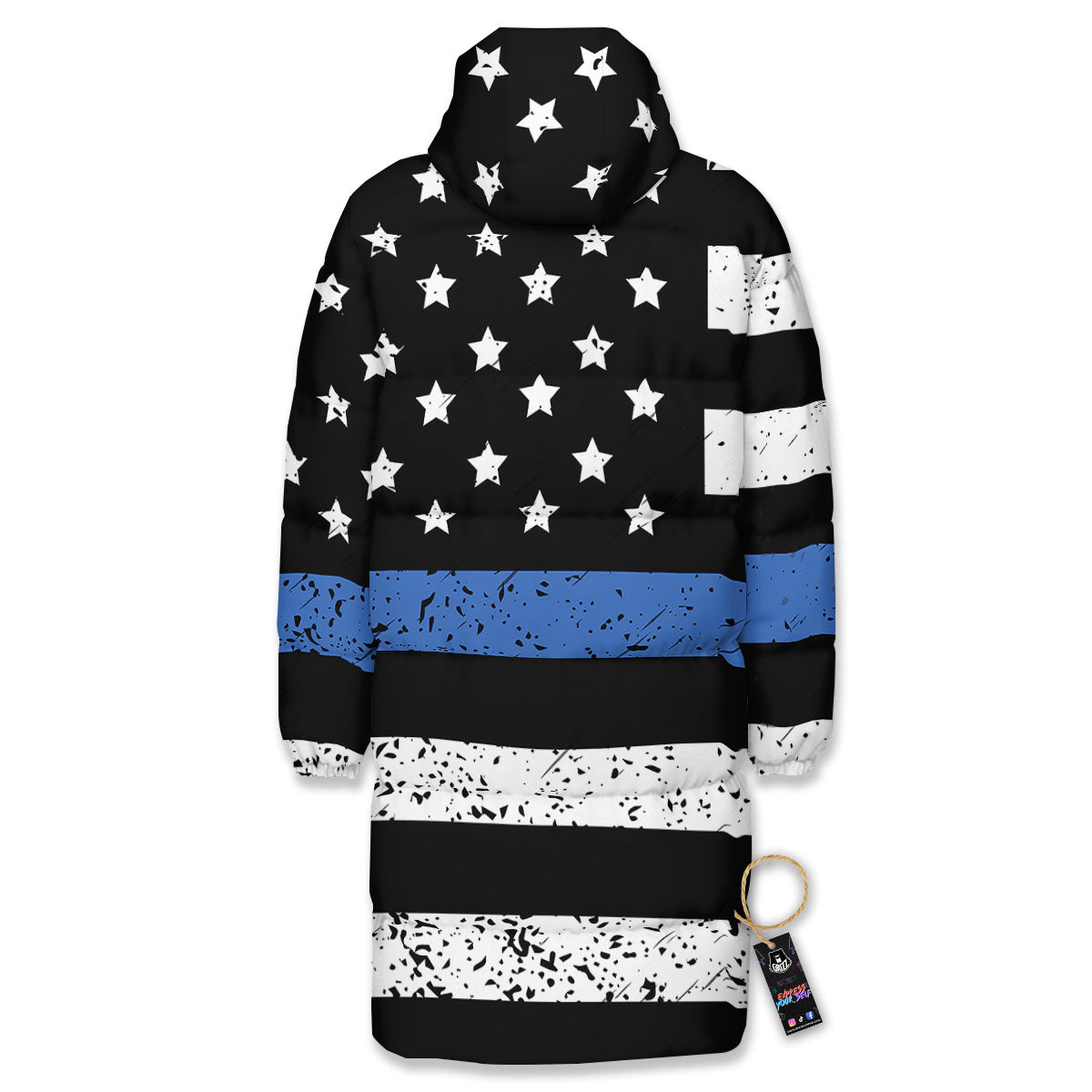 Freedom Life American Flag Print Long Down Jacket