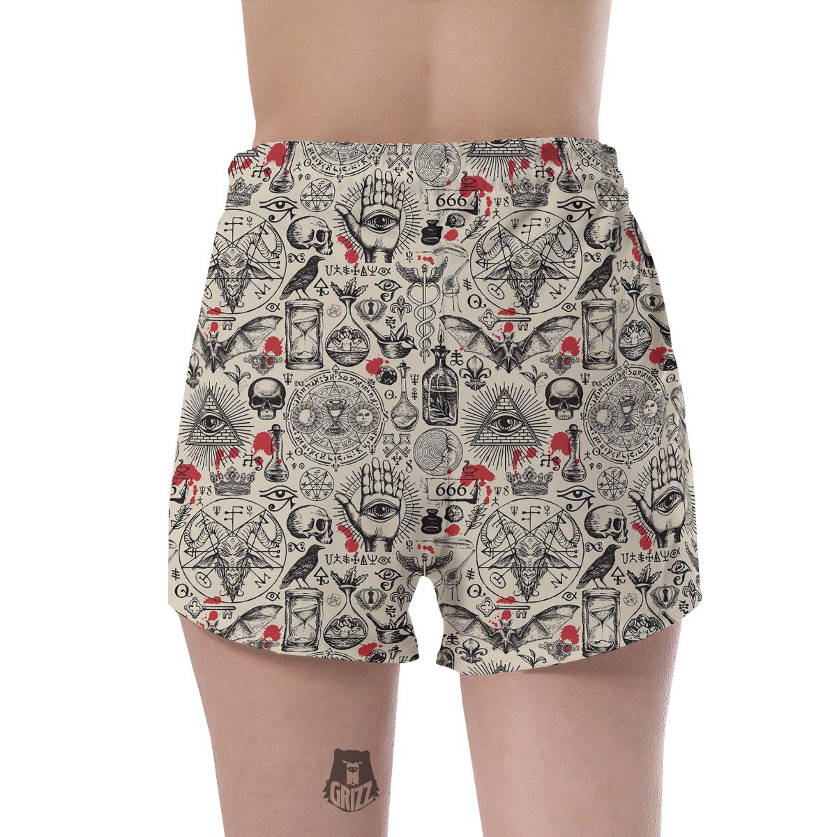 Freemason Satanic Gothic Witch Women's Shorts-grizzshop