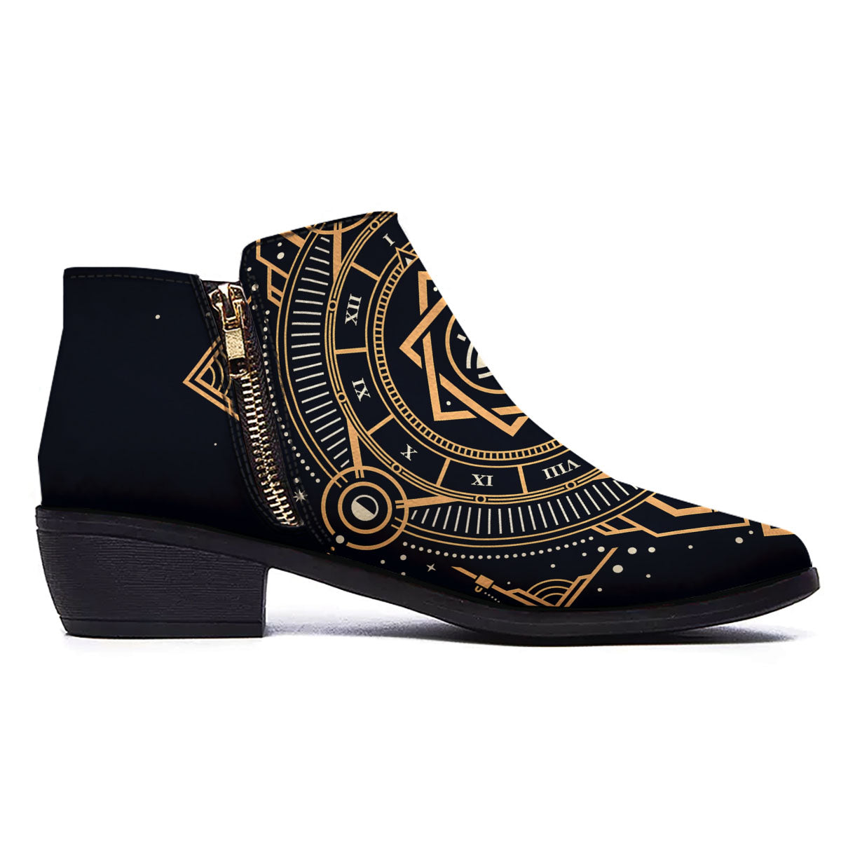 Freemasonry Masonic Eye Print Ankle Boots-grizzshop