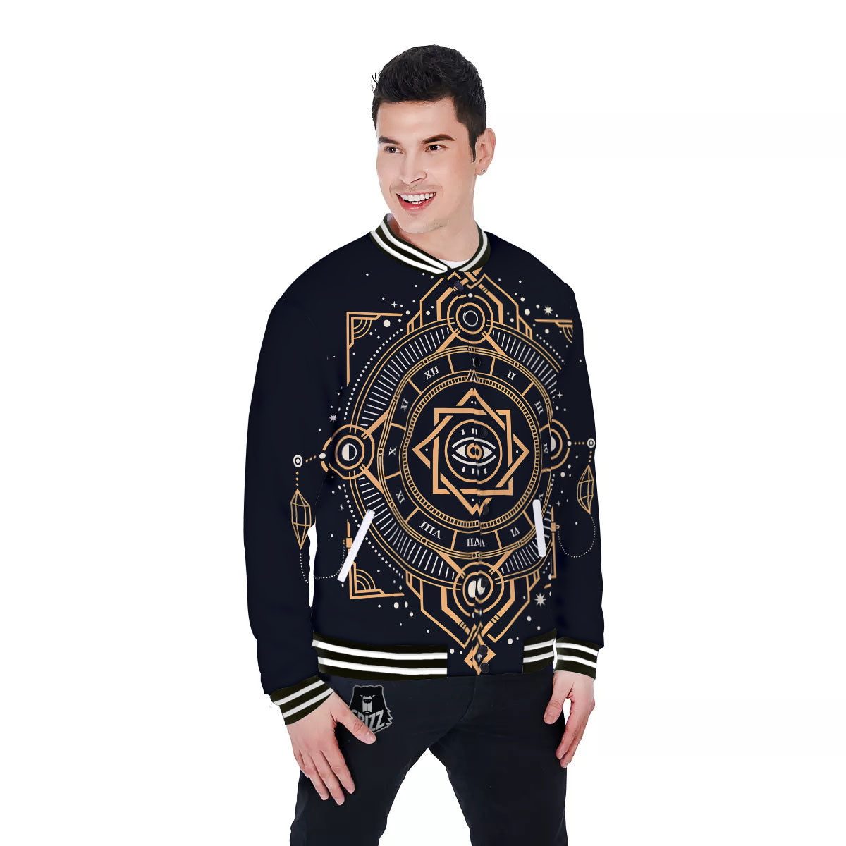 Freemasonry Masonic Eye Print Baseball Jacket-grizzshop
