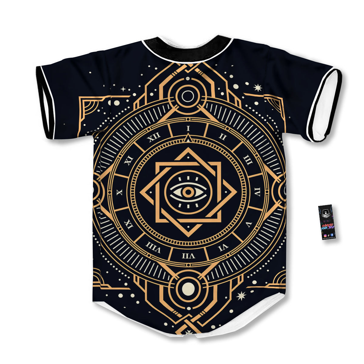 Freemasonry Masonic Eye Print Baseball Jersey-grizzshop