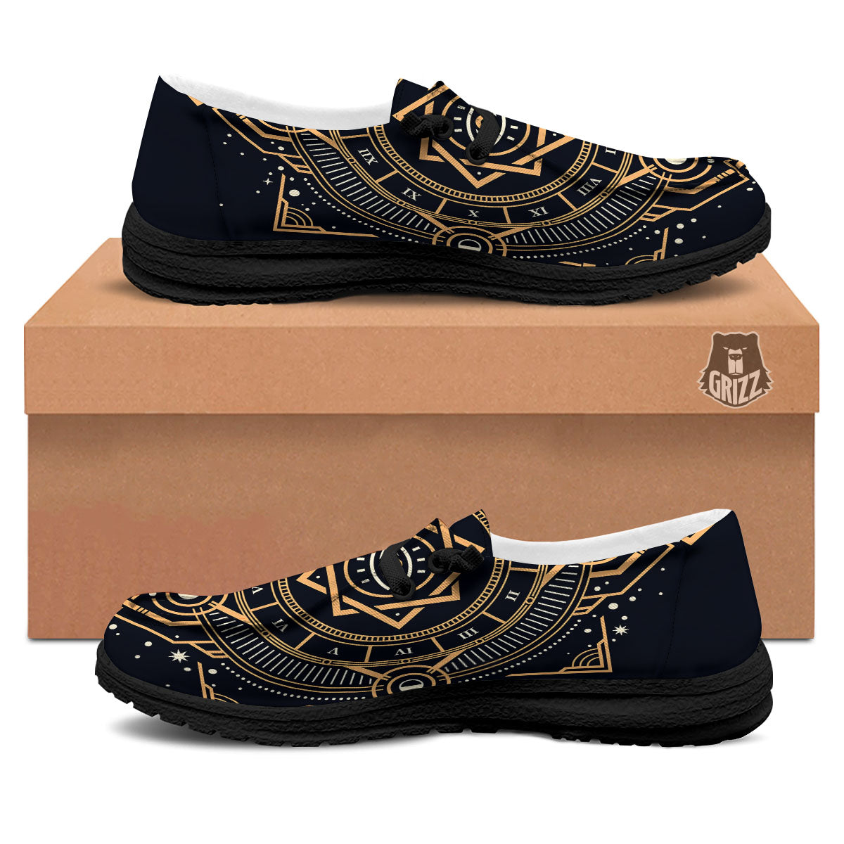 Freemasonry Masonic Eye Print Black Loafers-grizzshop