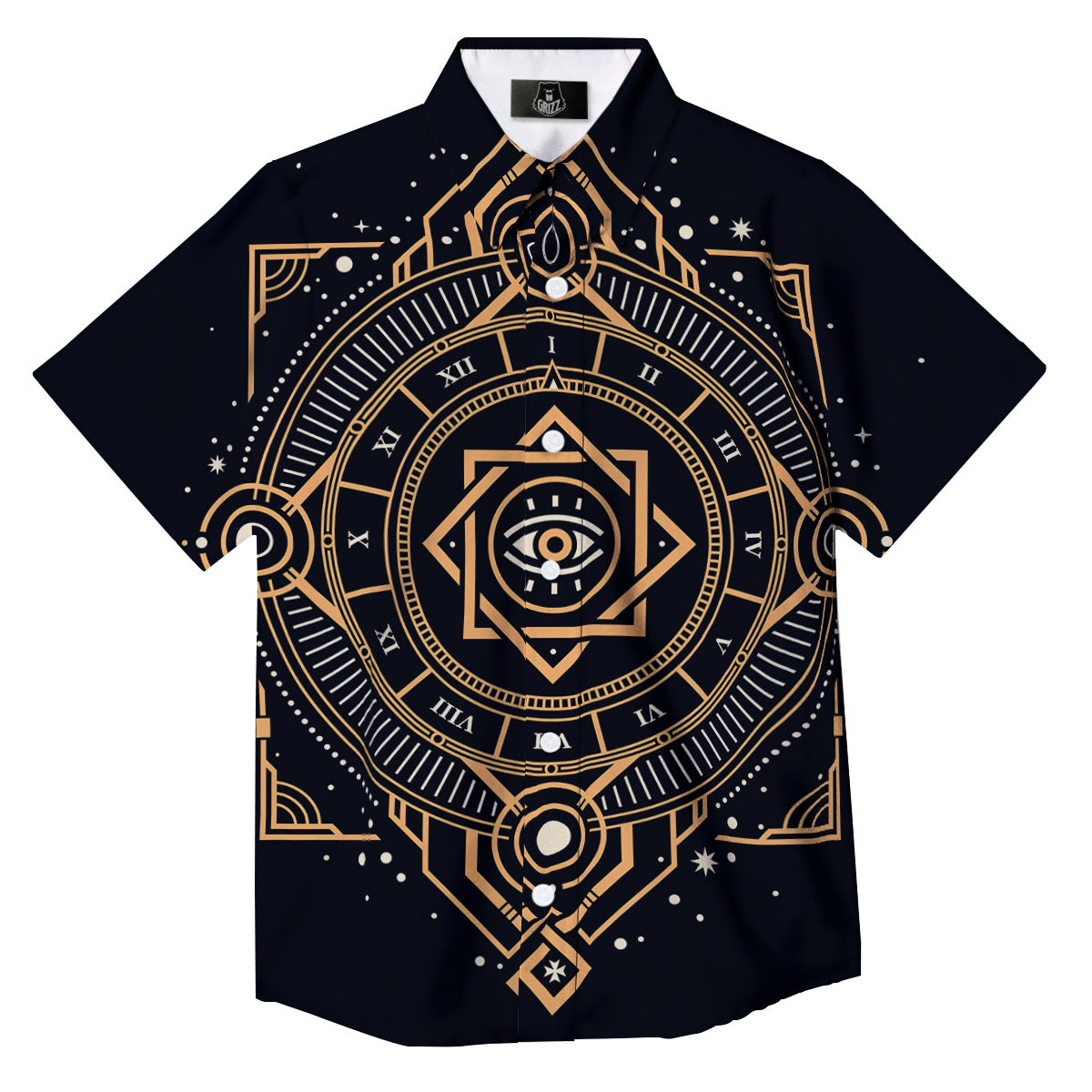 Freemasonry Masonic Eye Print Button Up Shirt-grizzshop