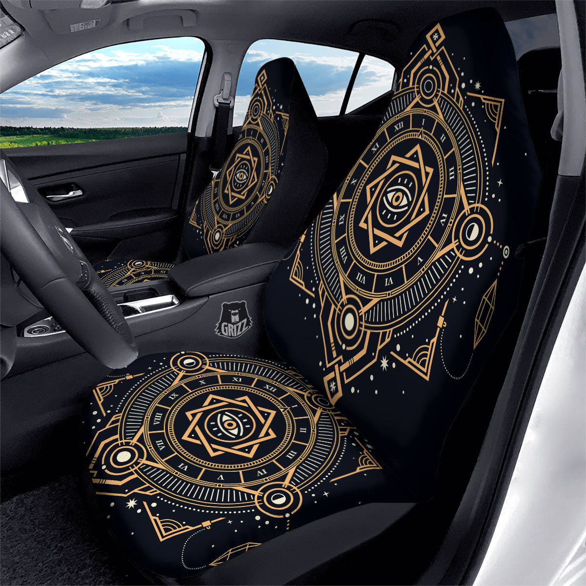 Freemasonry Masonic Eye Print Car Seat Covers-grizzshop