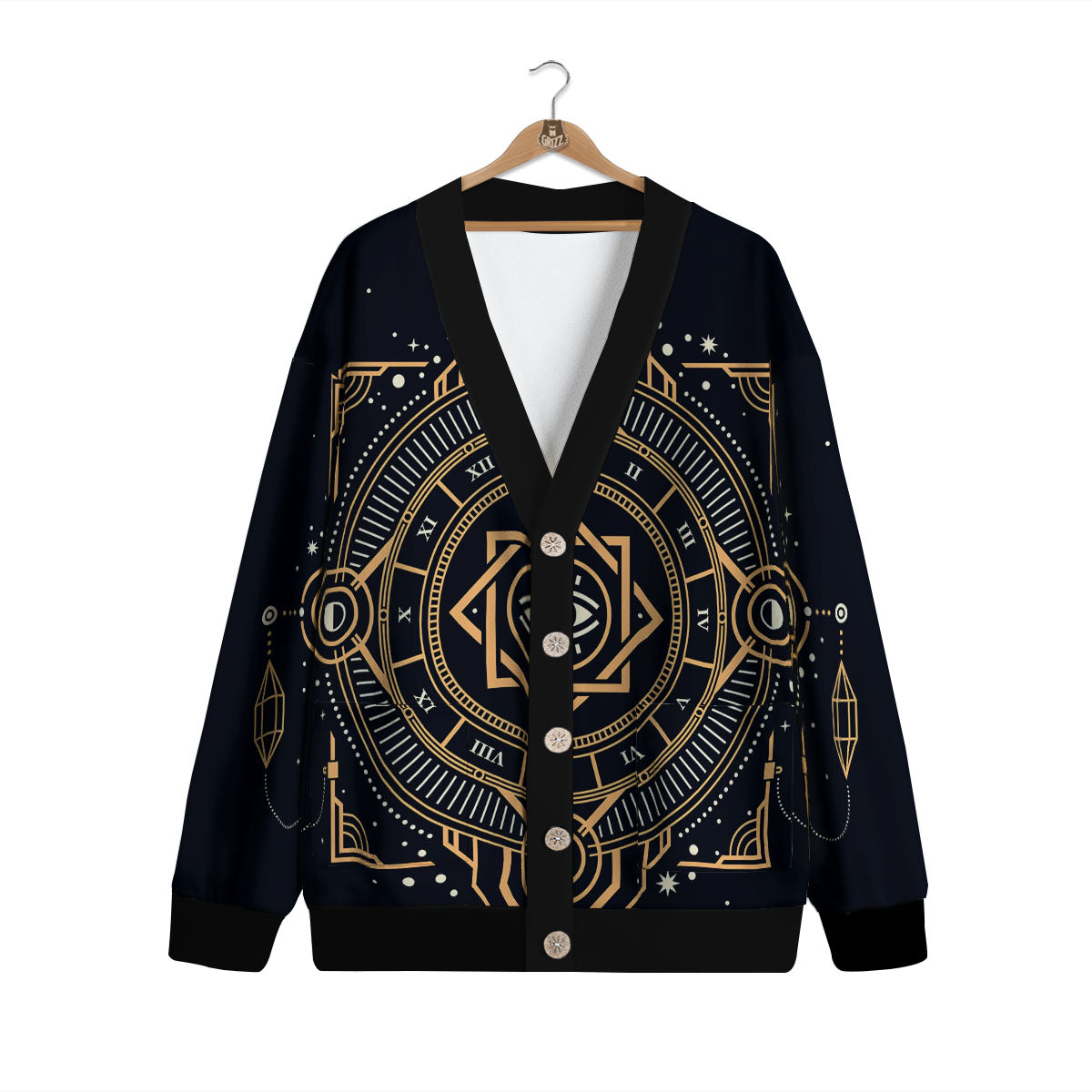 Freemasonry Masonic Eye Print Cardigan-grizzshop