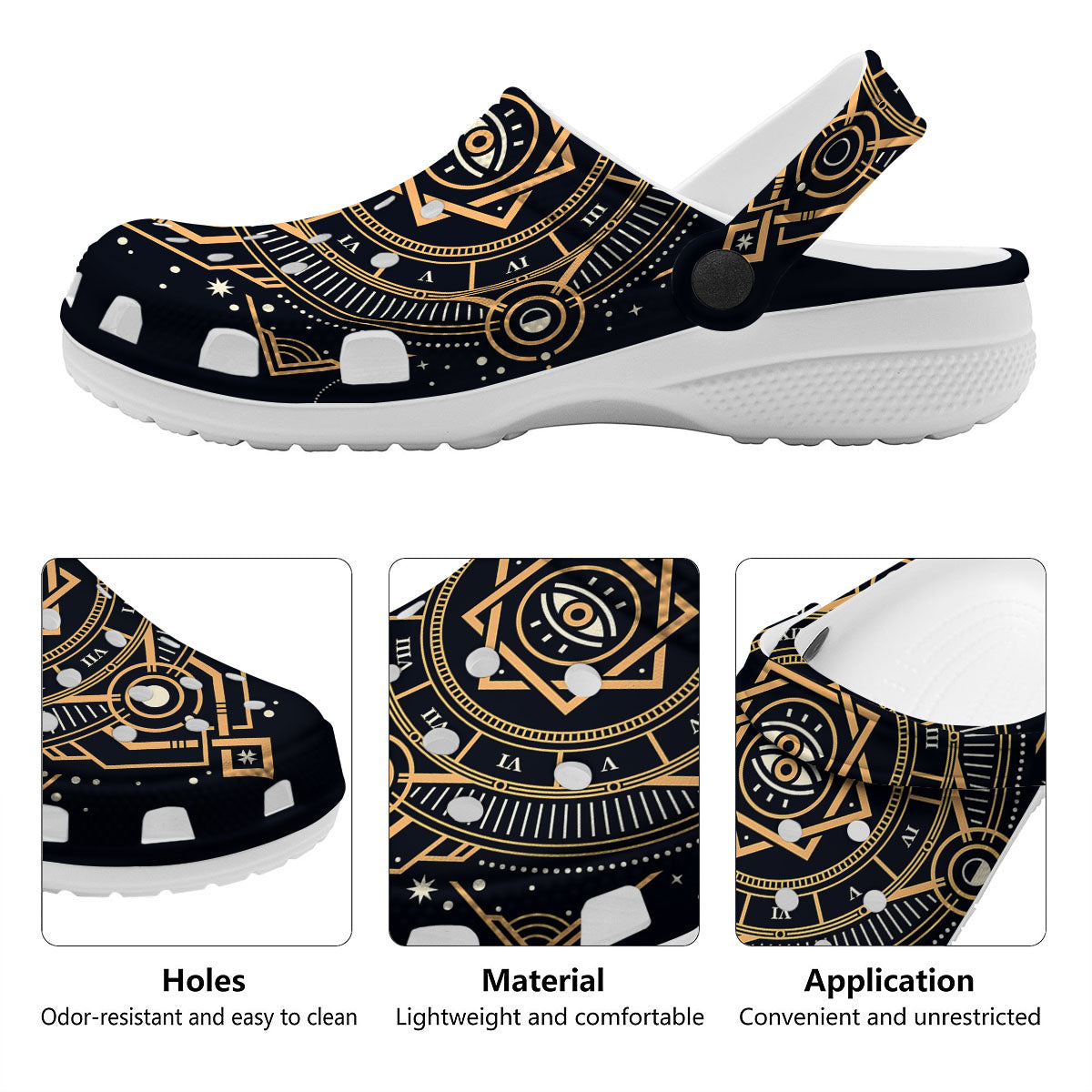 Freemasonry Masonic Eye Print Clog-grizzshop