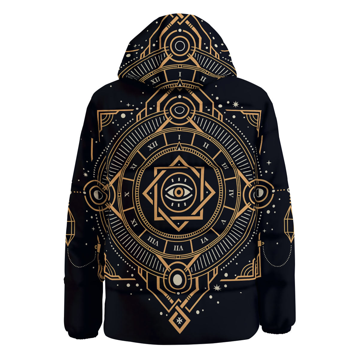 Freemasonry Masonic Eye Print Down Jacket-grizzshop