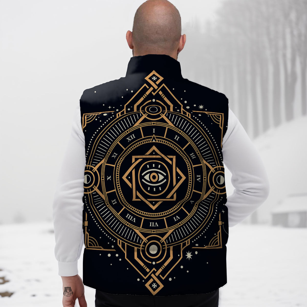 Freemasonry Masonic Eye Print Down Vest