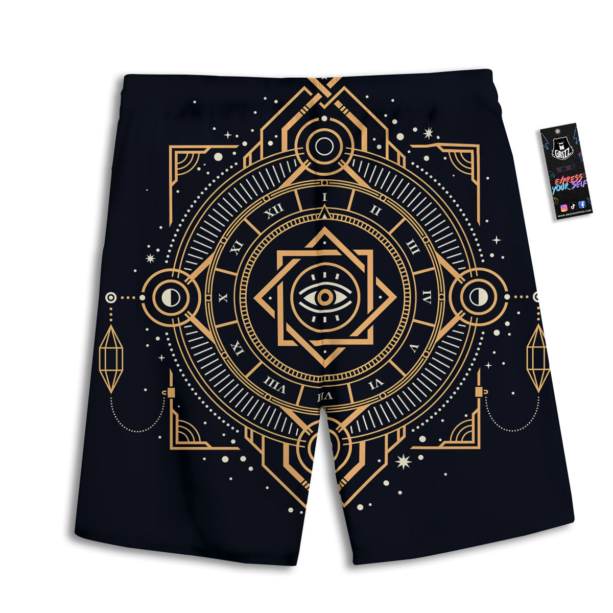 Freemasonry Masonic Eye Print Men's Athletic Shorts