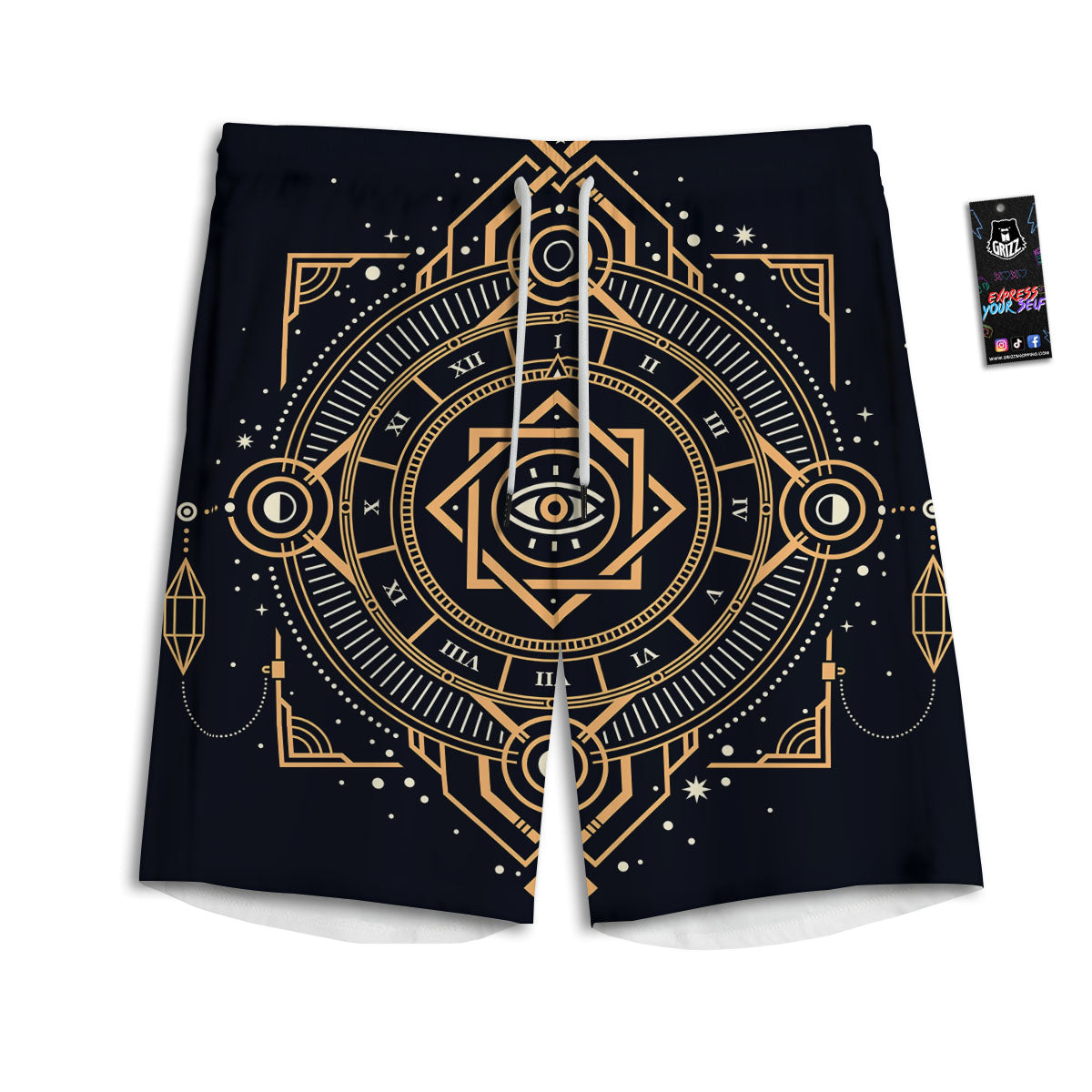 Freemasonry Masonic Eye Print Men's Athletic Shorts