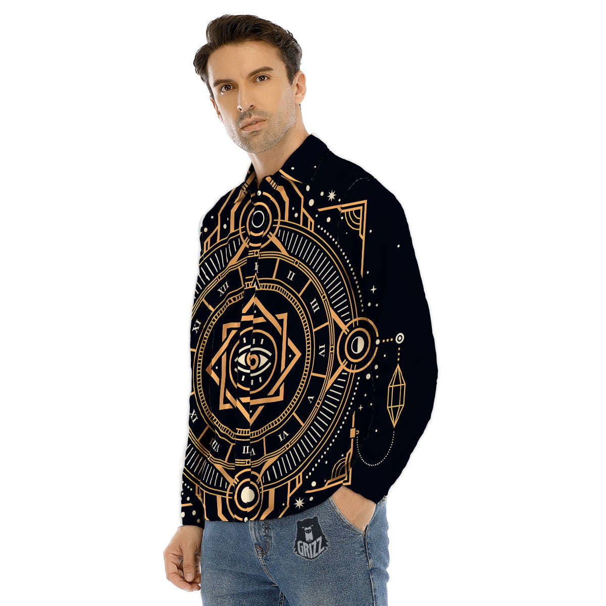 Freemasonry Masonic Eye Print Men's Dress Shirts-grizzshop