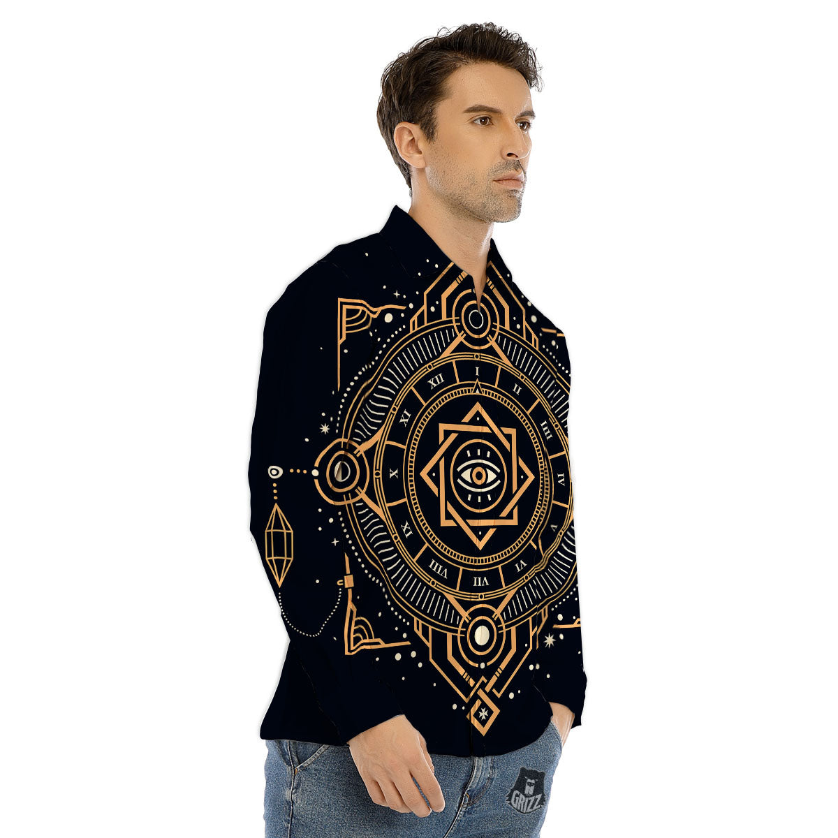 Freemasonry Masonic Eye Print Men's Dress Shirts-grizzshop