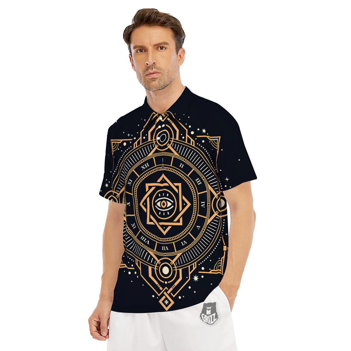 Freemasonry Masonic Eye Print Men's Golf Shirts-grizzshop