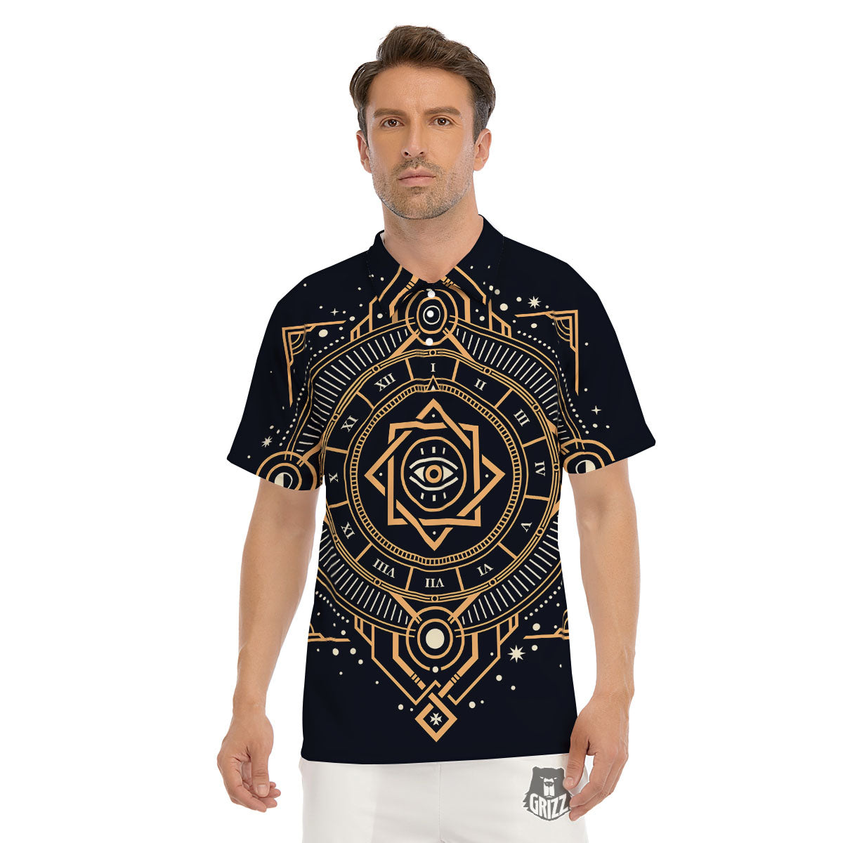 Freemasonry Masonic Eye Print Men's Golf Shirts-grizzshop