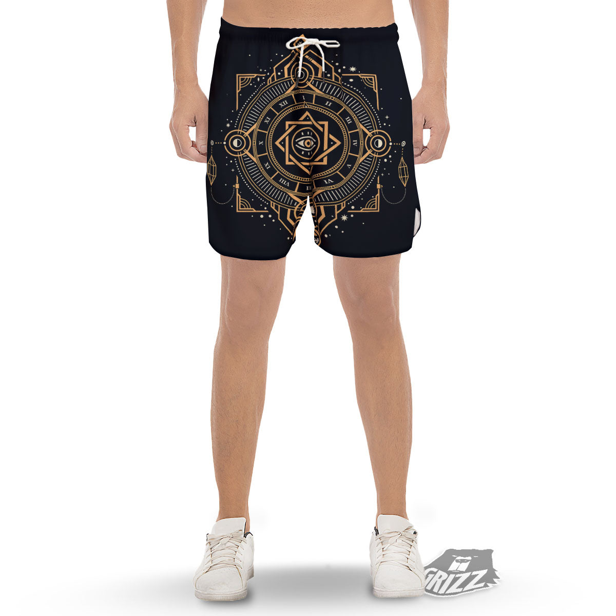 Freemasonry Masonic Eye Print Men's Gym Shorts-grizzshop