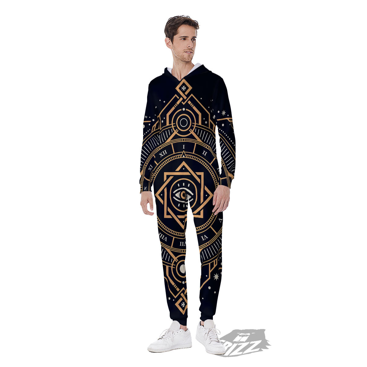 Freemasonry Masonic Eye Print Men's Jumpsuit-grizzshop