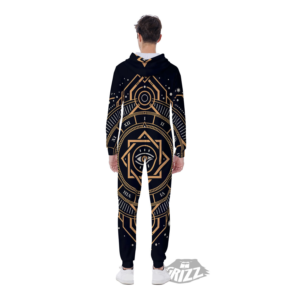 Freemasonry Masonic Eye Print Men's Jumpsuit-grizzshop