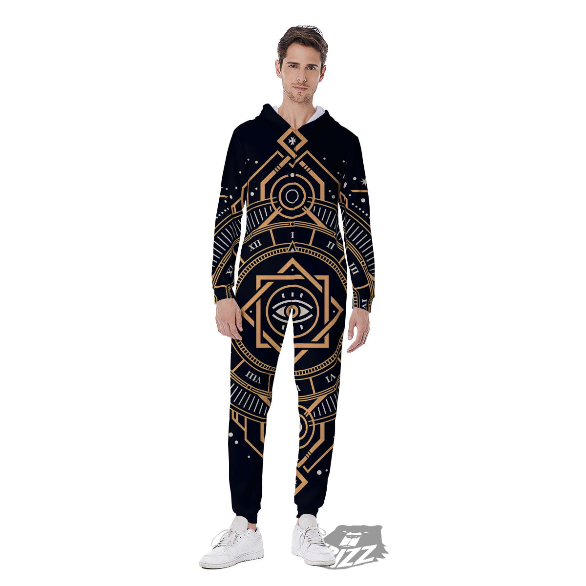 Freemasonry Masonic Eye Print Men's Jumpsuit-grizzshop