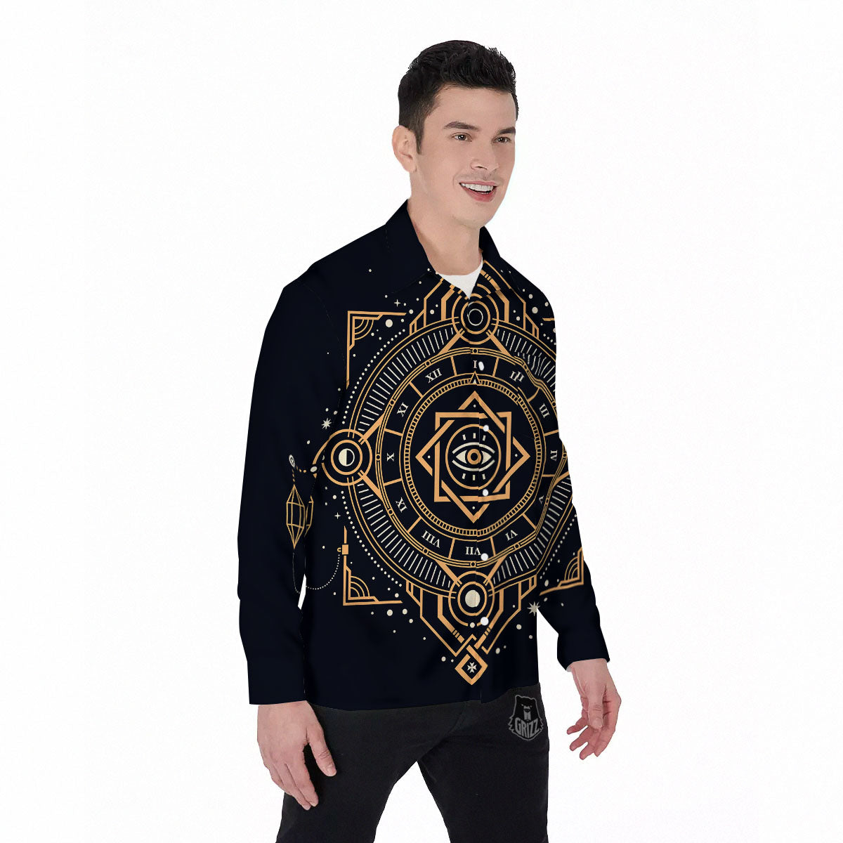 Freemasonry Masonic Eye Print Men's Long Sleeve Shirts-grizzshop