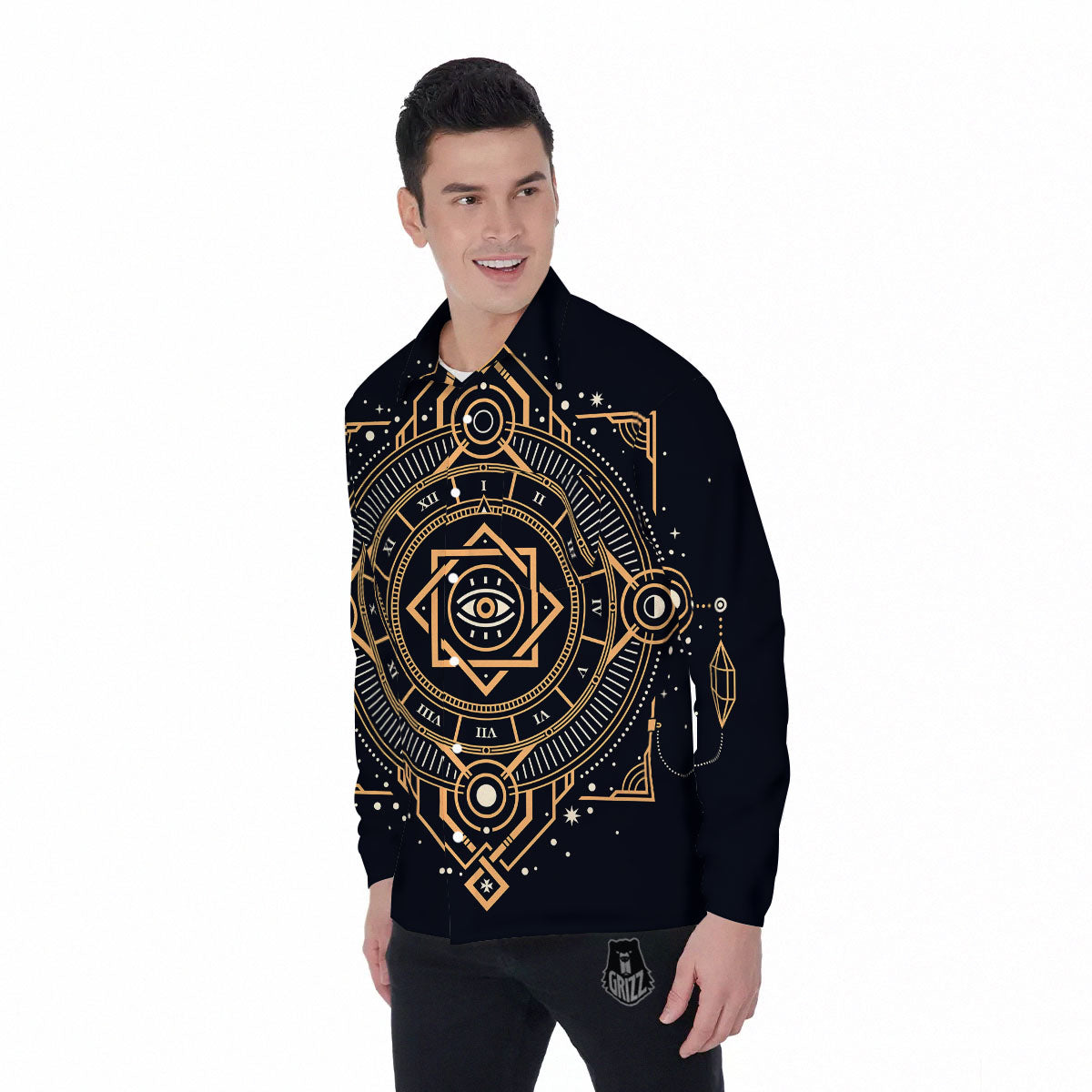 Freemasonry Masonic Eye Print Men's Long Sleeve Shirts-grizzshop