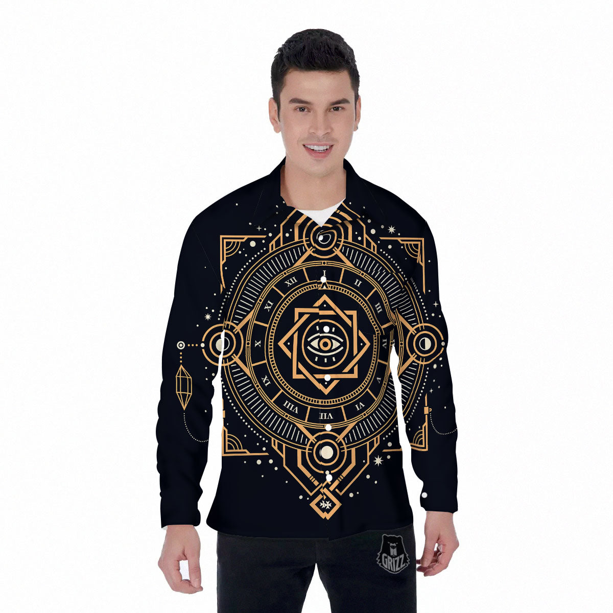 Freemasonry Masonic Eye Print Men's Long Sleeve Shirts-grizzshop