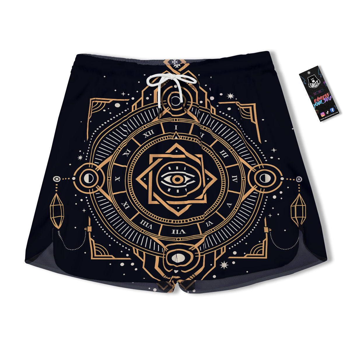 Freemasonry Masonic Eye Print Men's Running Shorts-grizzshop