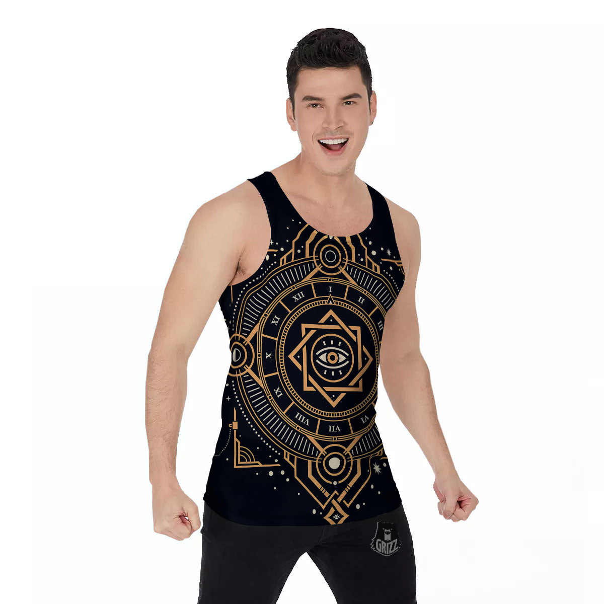 Freemasonry Masonic Eye Print Men's Tank Top-grizzshop