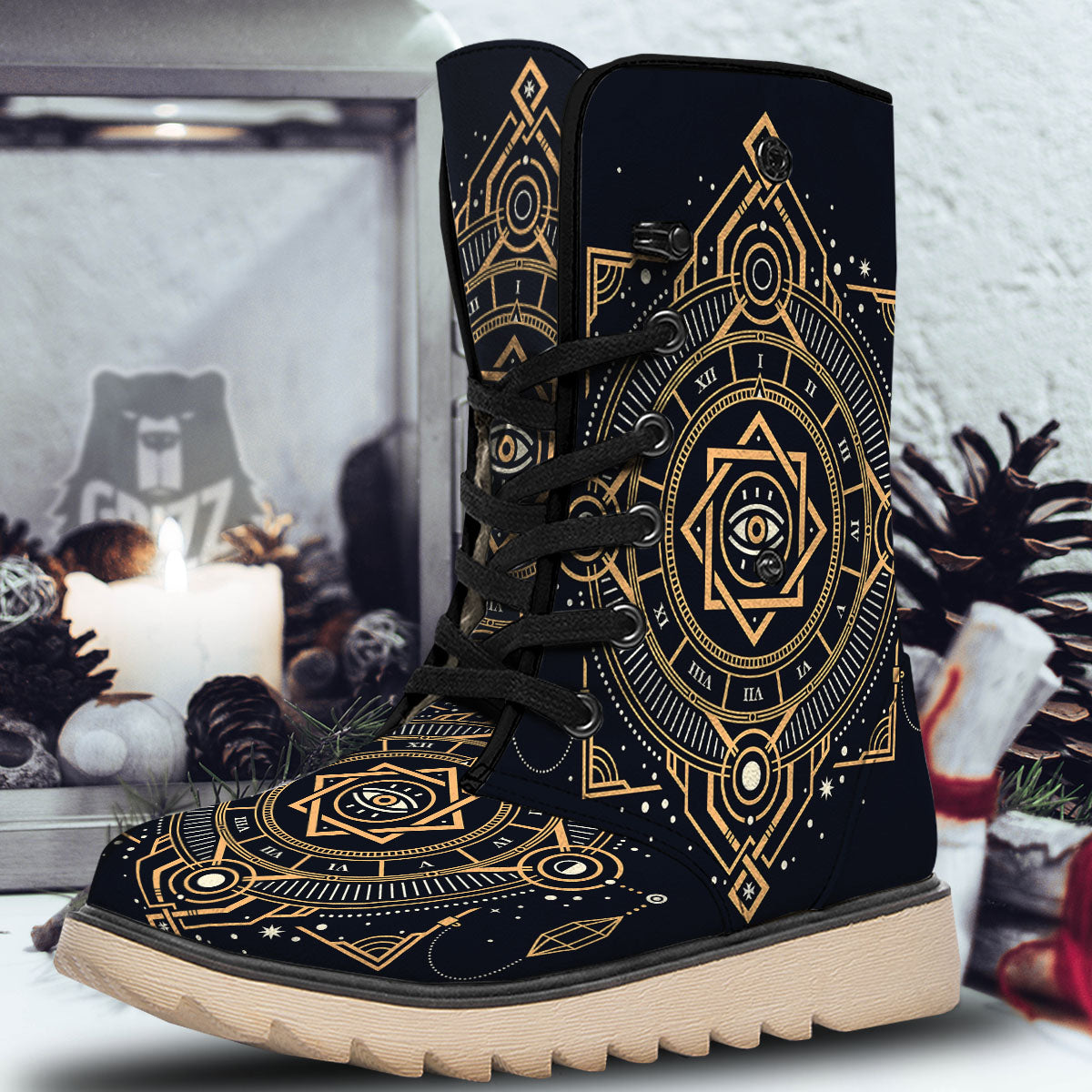 Freemasonry Masonic Eye Print Snow Boots-grizzshop