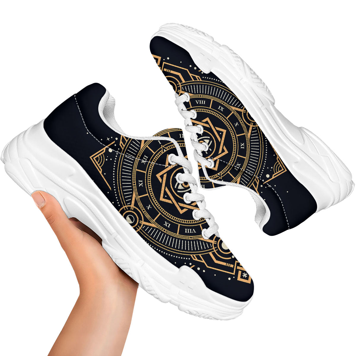 Freemasonry Masonic Eye Print White Chunky Shoes-grizzshop